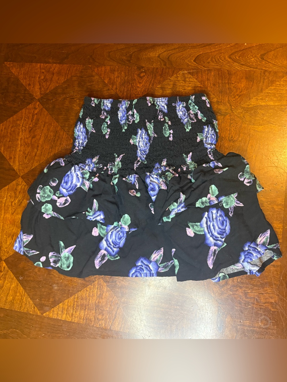 Wild Fable Black Floral Smocked Ruffle Tiered Mini Skirt